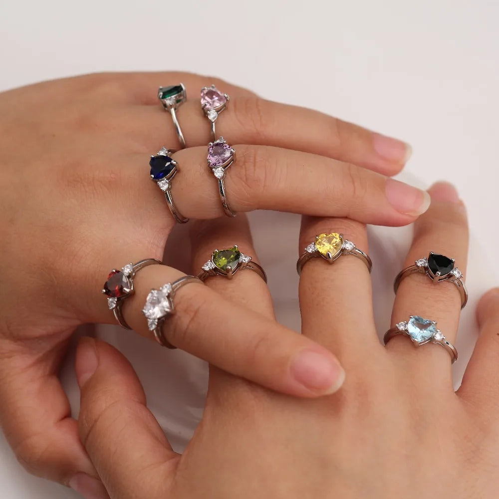 Huitan Mood Ring with Lovely Heart Design Brilliant CZ Prong Setting Silver Plated Best Christmas New Year Gift Rings for Women BEAUTY ABAYA BOUTIQUE
