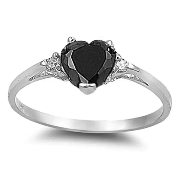 Huitan Mood Ring with Lovely Heart Design Brilliant CZ Prong Setting Silver Plated Best Christmas New Year Gift Rings for Women BEAUTY ABAYA BOUTIQUE