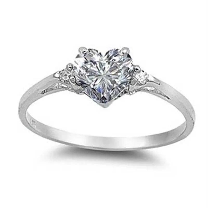 Huitan Mood Ring with Lovely Heart Design Brilliant CZ Prong Setting Silver Plated Best Christmas New Year Gift Rings for Women BEAUTY ABAYA BOUTIQUE
