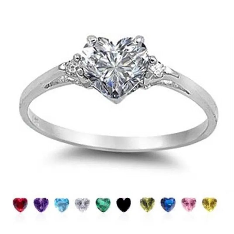 Huitan Mood Ring with Lovely Heart Design Brilliant CZ Prong Setting Silver Plated Best Christmas New Year Gift Rings for Women BEAUTY ABAYA BOUTIQUE