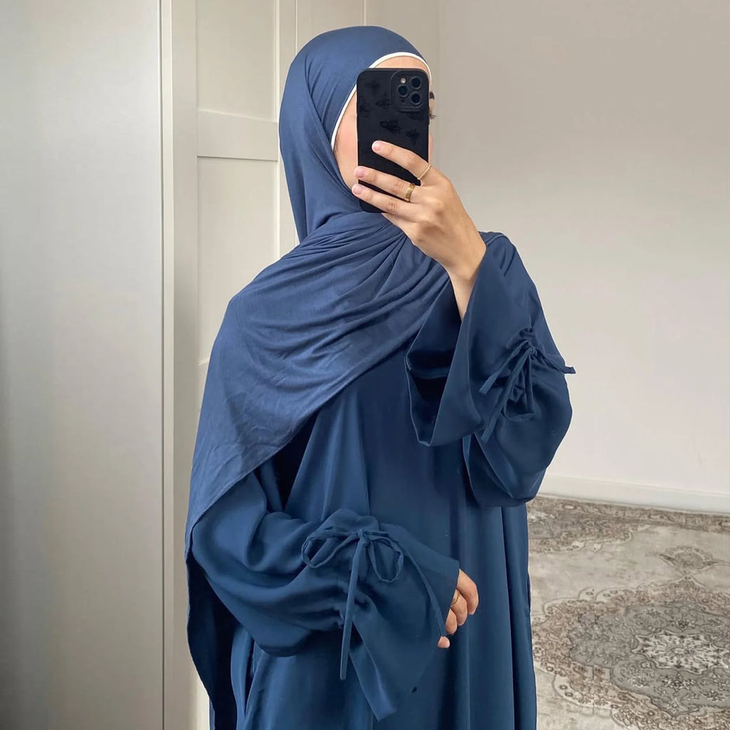 Ramadan Eid Plain Black Abaya Dubai Women drawstring Islam Muslim Maxi Kaftan Dress Kebaya Caftan Marocain Robe Femme Musulmane BEAUTY ABAYA BOUTIQUE