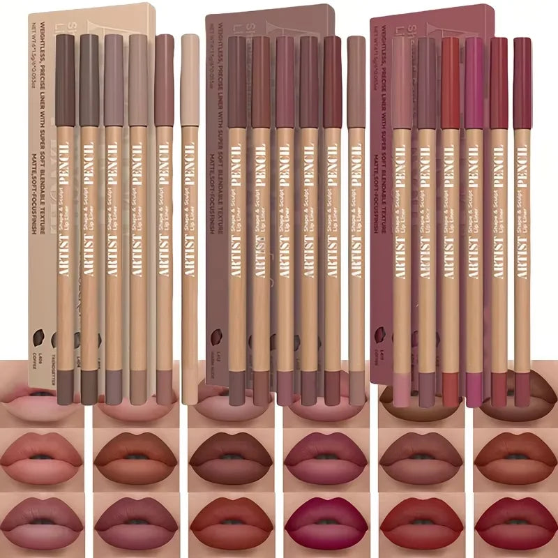 6pcs Velvet Matte Lip Liner Pencils Set Long-Lasting Non-Drying Perfect for Lining Filling Lips Versatile for All Skin Typ BEAUTY ABAYA BOUTIQUE