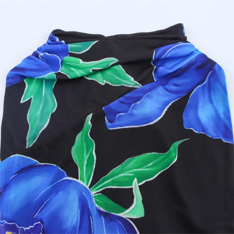 Printed Ruffle Top Skirt Set Women Slim Sling Sleeveless Backless Vest Straight Long Skirts 2025 Summer Elegant Sexy Lady Outfit Chictechhub