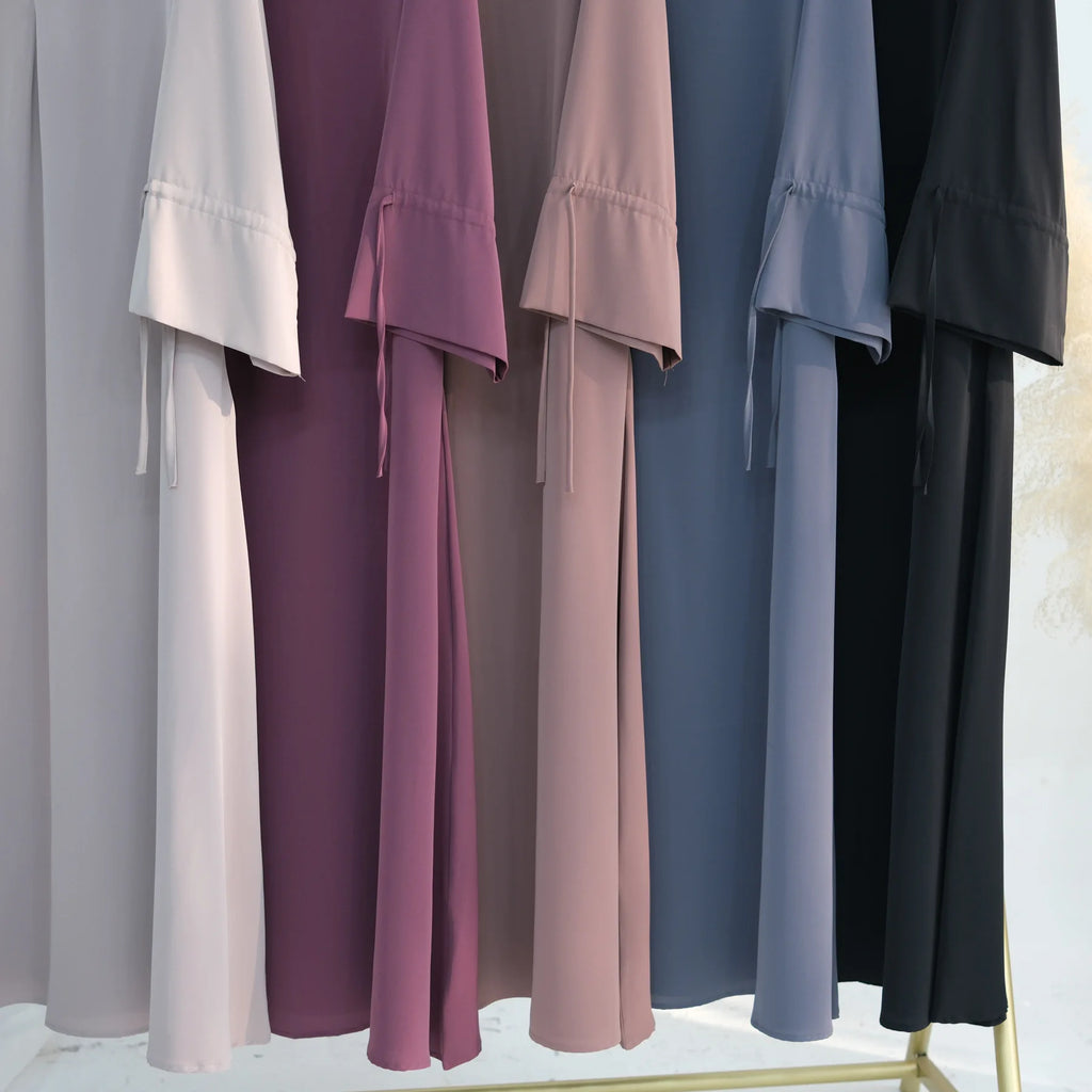 Ramadan Eid Plain Black Abaya Dubai Women drawstring Islam Muslim Maxi Kaftan Dress Kebaya Caftan Marocain Robe Femme Musulmane BEAUTY ABAYA BOUTIQUE