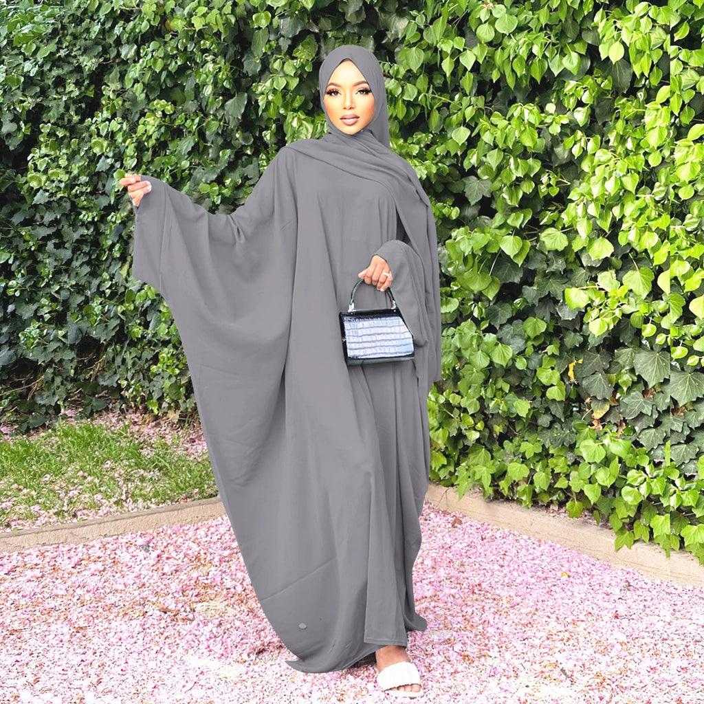 Muslim Batwing Dresses Abaya For Dubai Women Kimono Femme Clothing Hijab Eid Prayer Elegance Robe Tradition