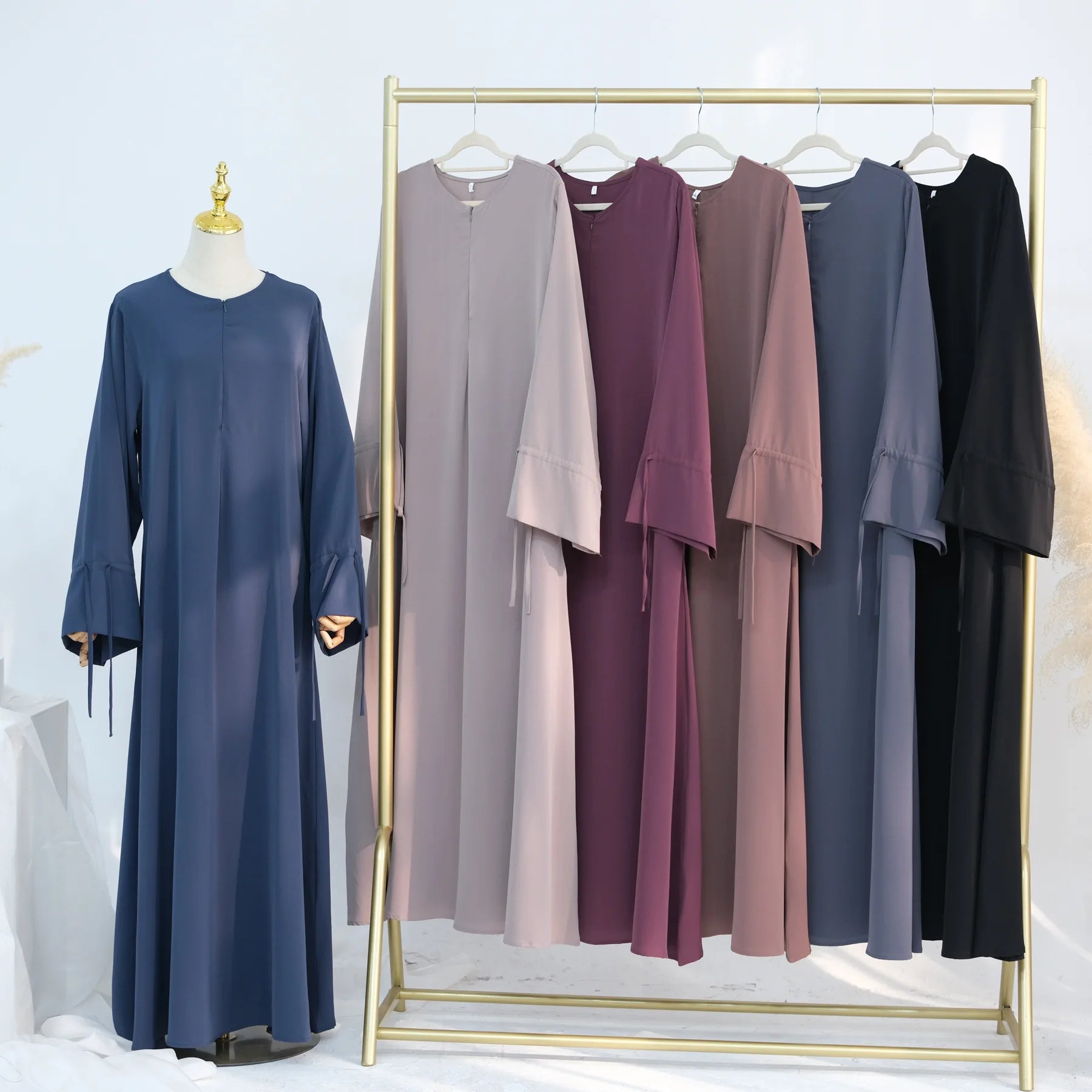 Ramadan Eid Plain Black Abaya Dubai Women drawstring Islam Muslim Maxi Kaftan Dress Kebaya Caftan Marocain Robe Femme Musulmane BEAUTY ABAYA BOUTIQUE
