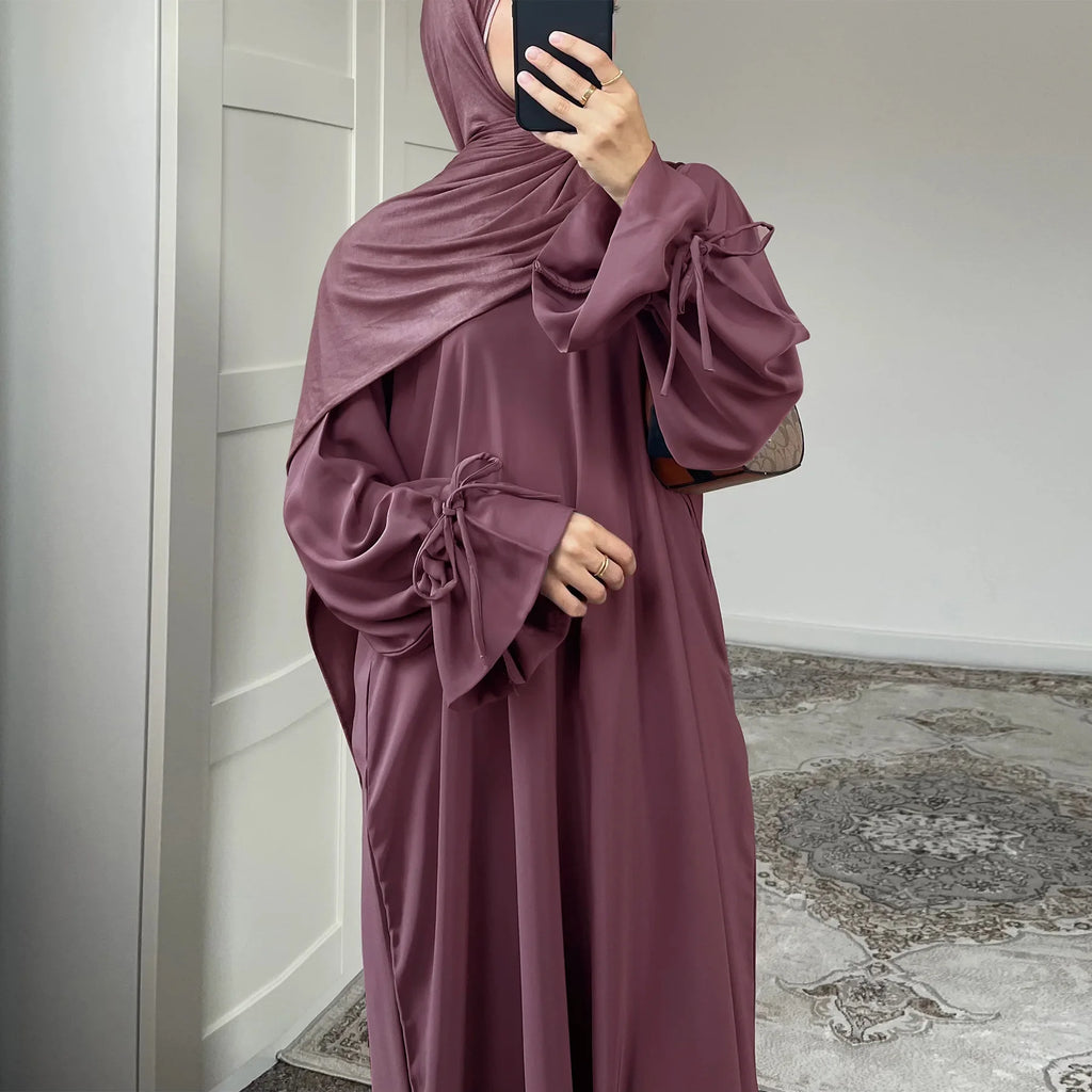 Ramadan Eid Plain Black Abaya Dubai Women drawstring Islam Muslim Maxi Kaftan Dress Kebaya Caftan Marocain Robe Femme Musulmane BEAUTY ABAYA BOUTIQUE