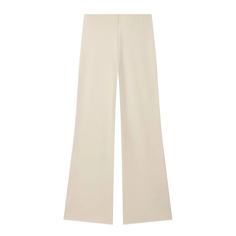 MUJER Wide Leg Pants Set Woman Flared High Waist Pants Two Piece Set for Women Cut out Top Woman Outfit Summer Trousers Suits Chictechhub