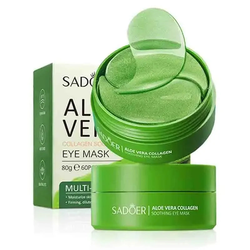60pcs Aloe Vera Collagen Eye Mask Anti Dark Circles Eyes Bags Moisturizing Anti-Wrinkles Eye Patches Eyes Skin Care Products BEAUTY ABAYA BOUTIQUE