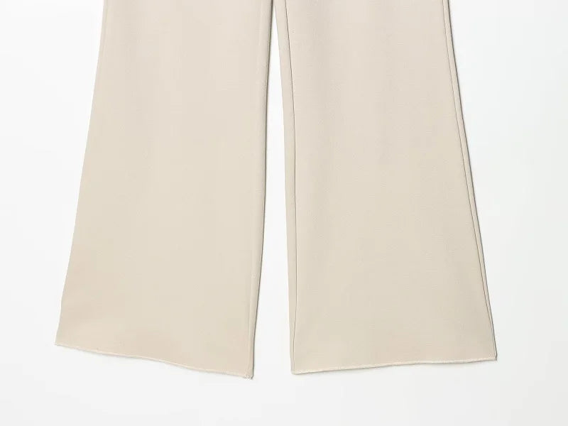 MUJER Wide Leg Pants Set Woman Flared High Waist Pants Two Piece Set for Women Cut out Top Woman Outfit Summer Trousers Suits Chictechhub