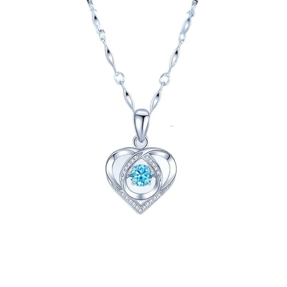 925 Sterling Silver Heart Shaped Necklace Bracelet Set for Women Vintage Korean Crystal Bracelets High Quality Set Party Jewelry BEAUTY ABAYA BOUTIQUE