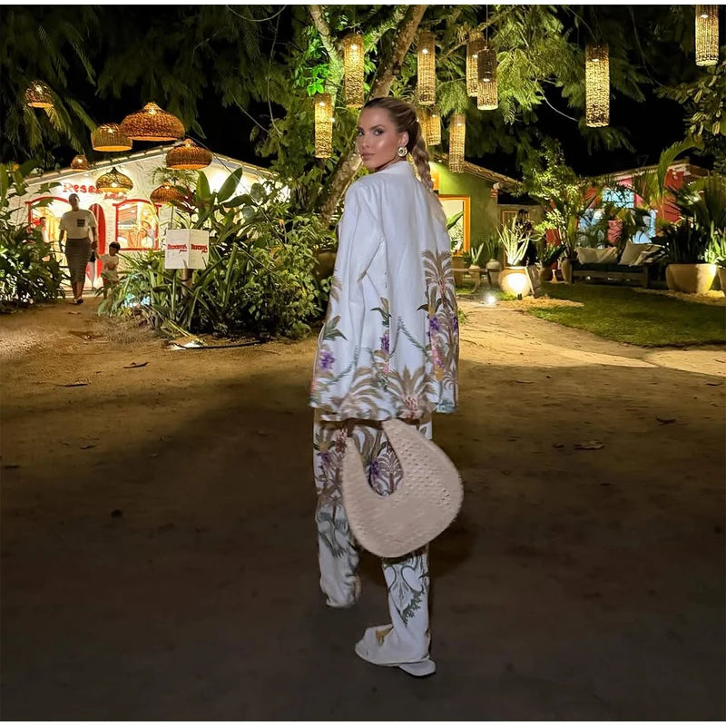 Floral Print Pants 3-piece Set Women Elegant Oversized Blazer Corset Top Sling Top Suit 2026 New Lady Holiday Bohemian Outfit Chictechhub