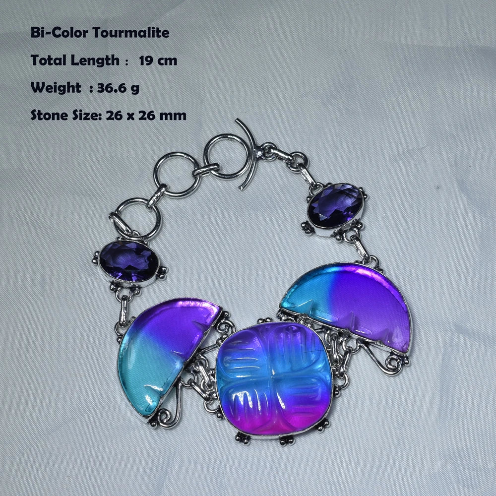 Genuine Labradorite Fuchsite Blue Topaz Sodalite Amber Amethyst Dalmatian  Bracelet Women Jewelry  gift BEAUTY ABAYA BOUTIQUE