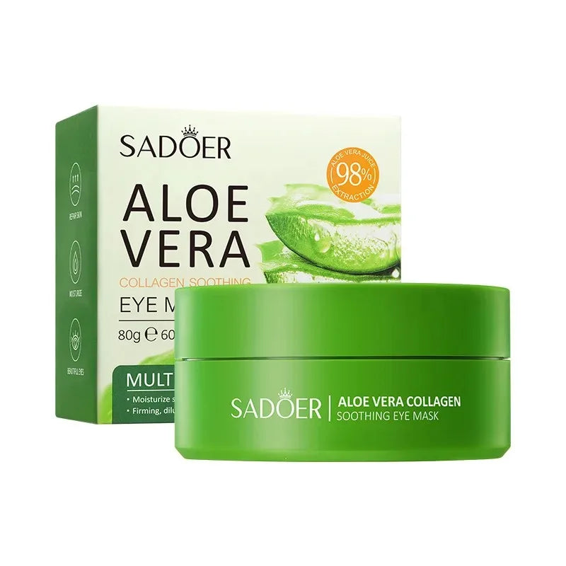 60pcs Aloe Vera Collagen Eye Mask Anti Dark Circles Eyes Bags Moisturizing Anti-Wrinkles Eye Patches Eyes Skin Care Products BEAUTY ABAYA BOUTIQUE