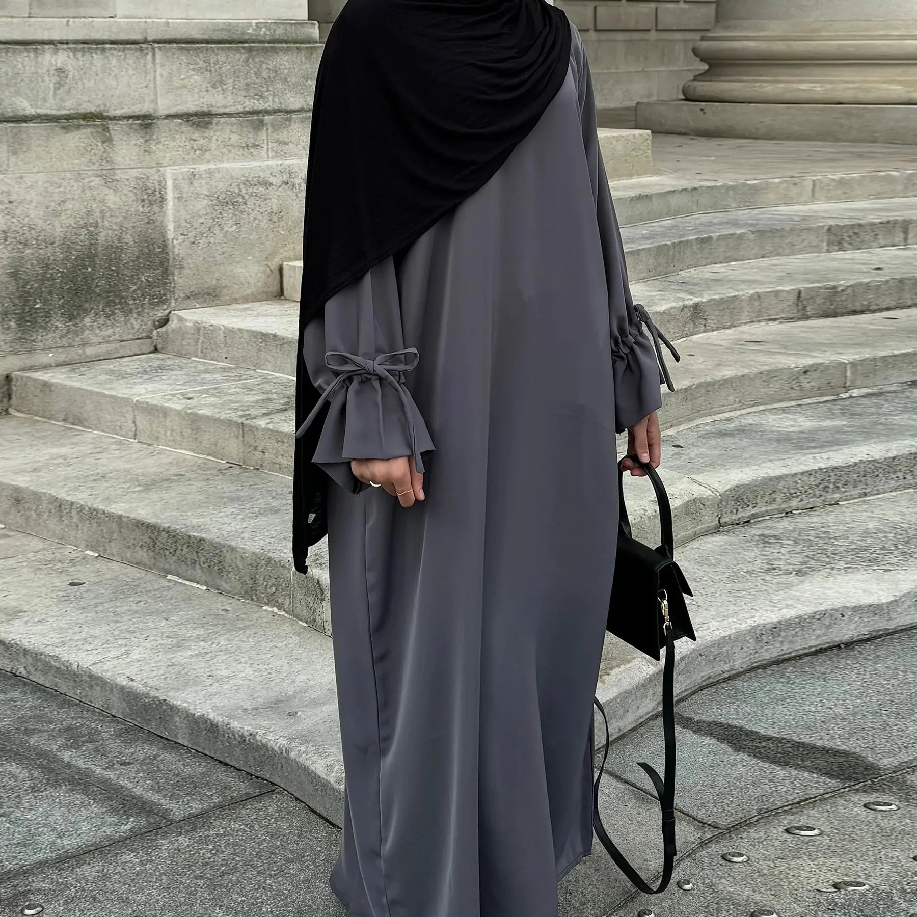 Ramadan Eid Plain Black Abaya Dubai Women drawstring Islam Muslim Maxi Kaftan Dress Kebaya Caftan Marocain Robe Femme Musulmane BEAUTY ABAYA BOUTIQUE